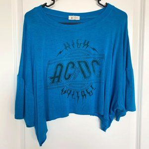 Rock Band High Voltage Crop T-shirt Turquoise Size Medium